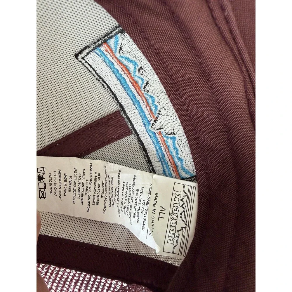 Patagonia Trucker Hat Burgundy/White Mesh Back Adjustable One Size Logo